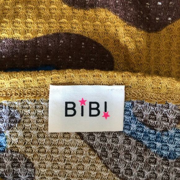 Bibi NWOT Pumpkin Blue Nutmeg Cheetah Long Sleeve Scoop Neck Top Small - Picture 12 of 14